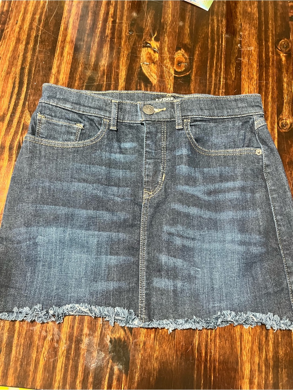 Express Denim Frayed-Hem Mini Skirt - Blue